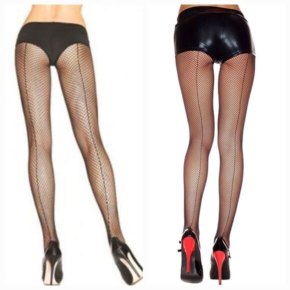 🔹️NWT Black Back Seam Fishnet Tights Medium/Large - Picture 1 of 4